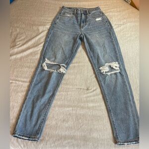American Eagle Outfitters Medium Blue Ripped Straight Leg Jeans